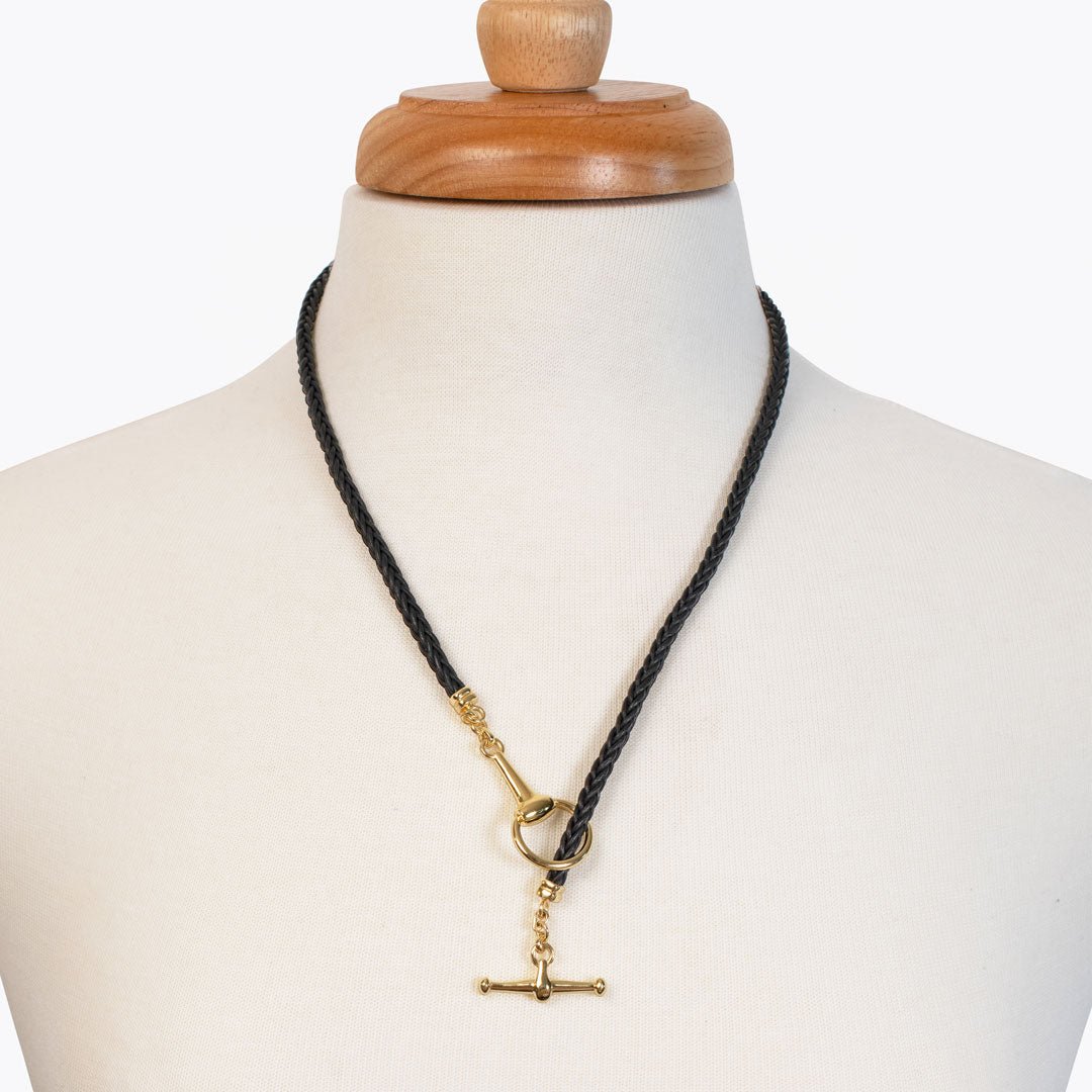 Odeza - Horse Bit Toggle Equestrian Necklace Black and Gold
