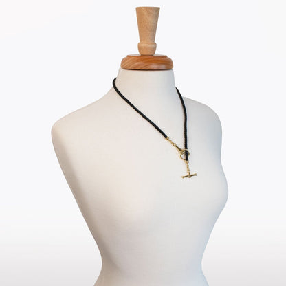 Odeza - Horse Bit Toggle Equestrian Necklace Black and Gold