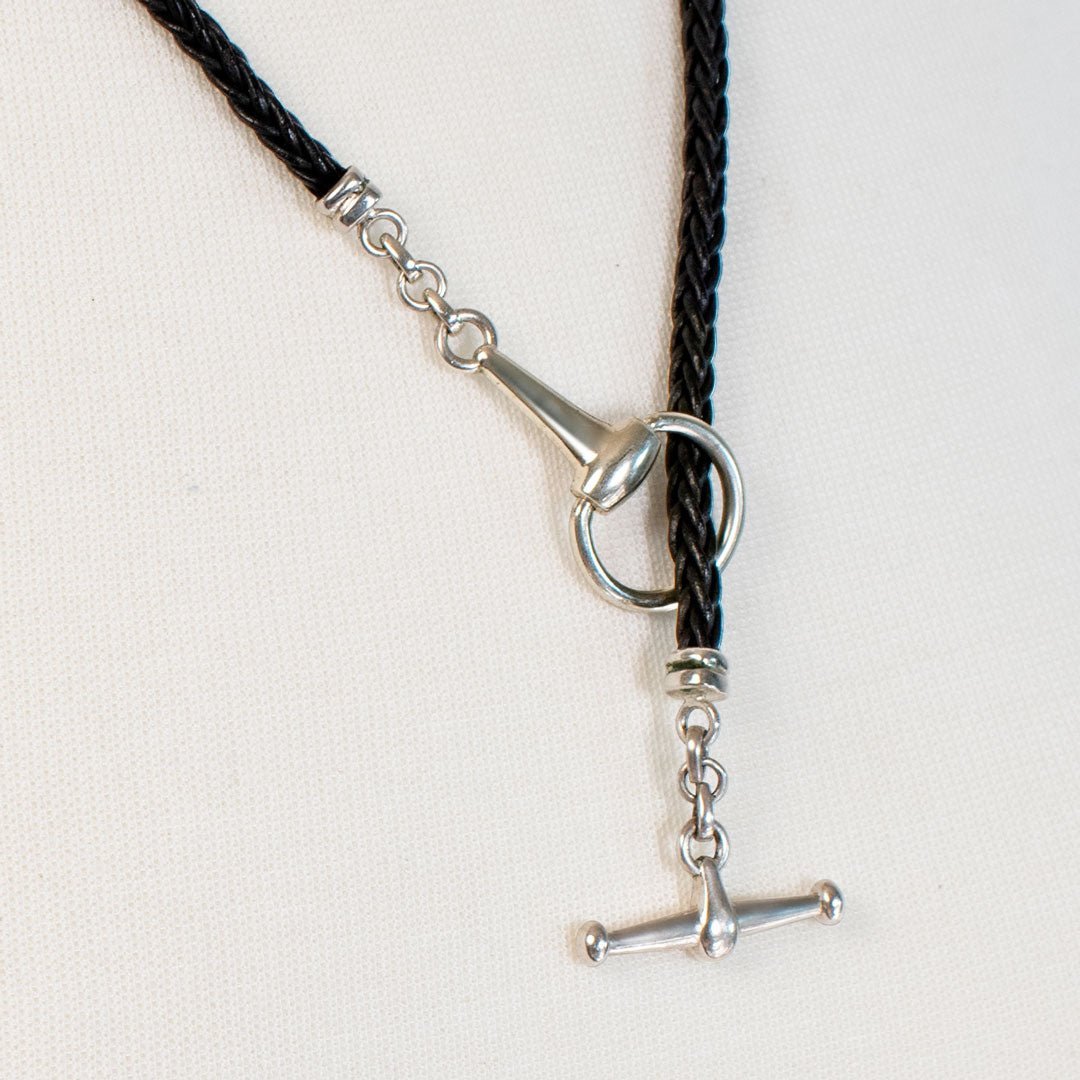 Odeza - Horse Bit Toggle Equestrian Necklace Black and Silver
