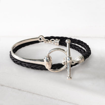 Odeza - Horse Bit Toggle Equestrian Necklace Black and Silver