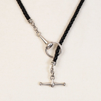 Odeza - Horse Bit Toggle Equestrian Necklace Black and Silver
