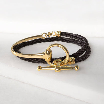 Odeza - Wrap Around Horse Bit Bracelet in Gold & Black