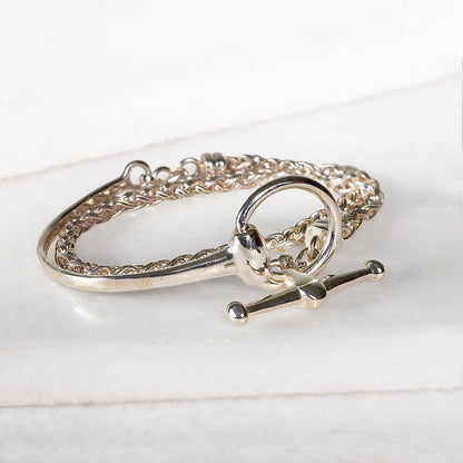 Odeza - Wrap Around Horse Bit Bracelet in Silver & Black