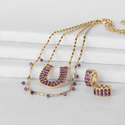 Prism - Amethyst Horseshoe Coin Earring