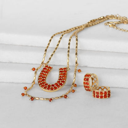 Prism - Carnelian Equestrian Horseshoe Necklace Or Choker