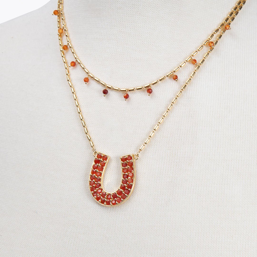Prism - Carnelian Horseshoe Coin Earring