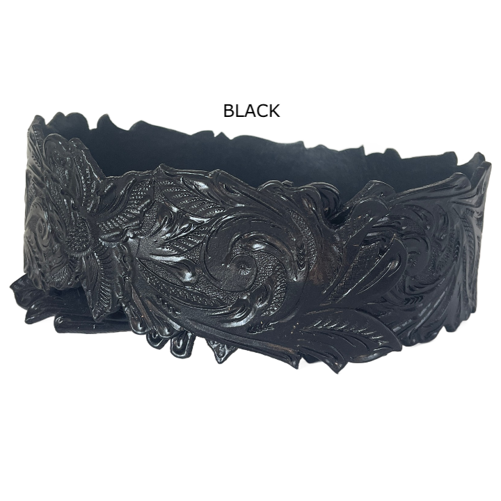 Hand-Tooled Leather Belt “Lauren” – Western Cowgirl Belt, Floral Design, Multiple Colors