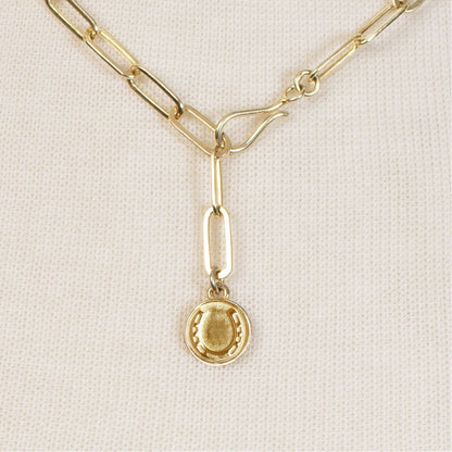 Roxy - Paperclip Chain w/ Horseshoe Coin - Large Link in Gold