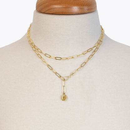 Roxy - Paperclip Chain w/ Horseshoe Coin - Large Link in Gold