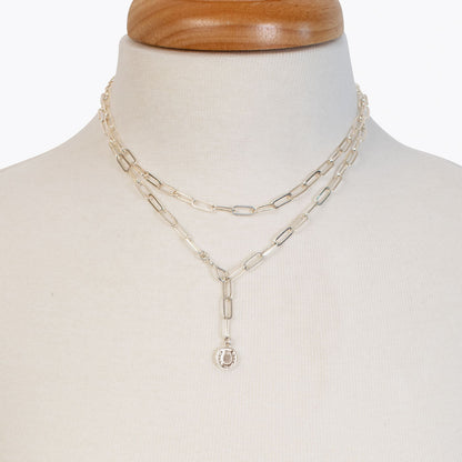 Roxy - Paperclip Chain w/ Horseshoe Coin - Large Link in Silver