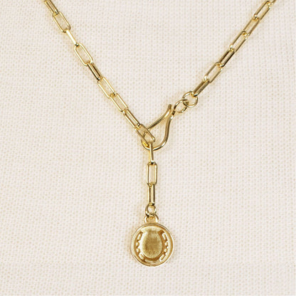 Roxy - Paperclip Chain w/ Horseshoe Coin - Petite Link in Gold