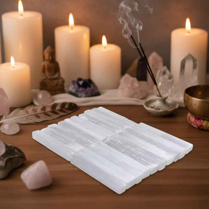 4 Inch Selenite Crystal Wands for Healing, Reiki, and Metaphysical Energy Drawing