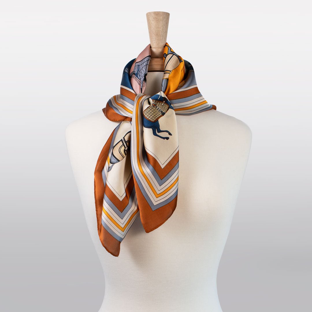 Signature - Stylized Equestrian Scarf in Deep Safron