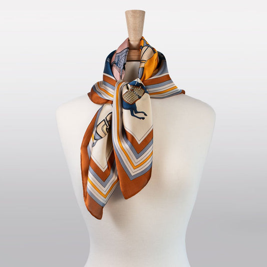 Signature - Stylized Equestrian Scarf in Deep Safron