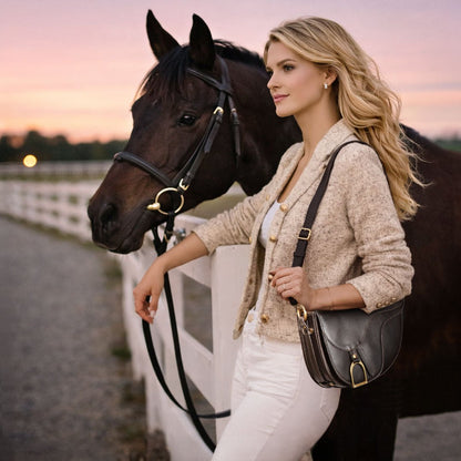 Signature Saddle Bag - Luxury Leather Handbag in Black