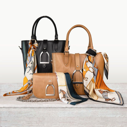 Signature Stirrup - Riding Stirrup Crossbody Luxury Leather Handbag in Caramel