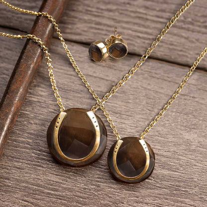 Smokey Topaz Horseshoe Necklace