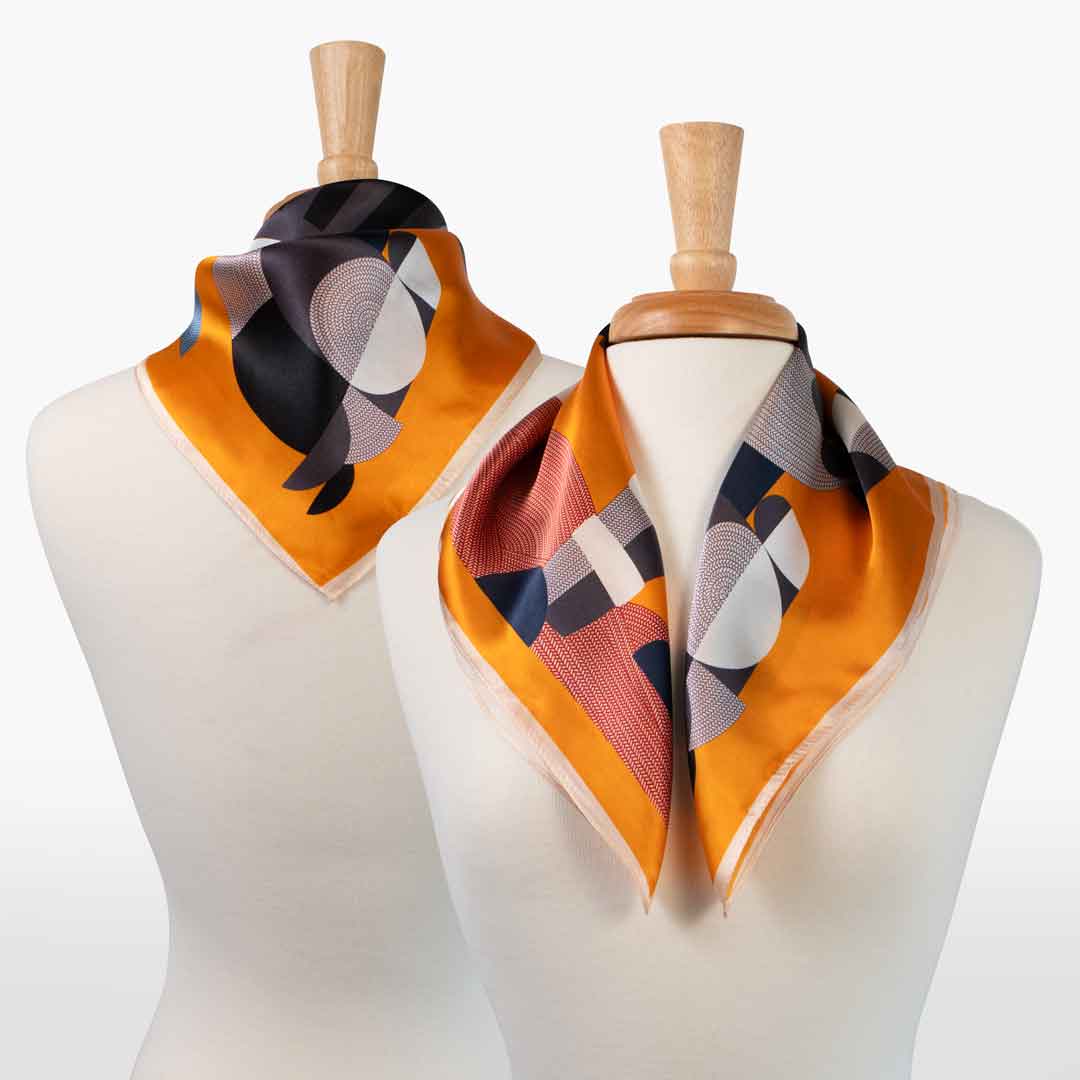 Troie - Stylized Equestrian Scarf in Tangerine