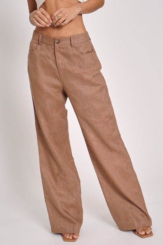 Wide Linen Pants - Coffee / Small - Pants