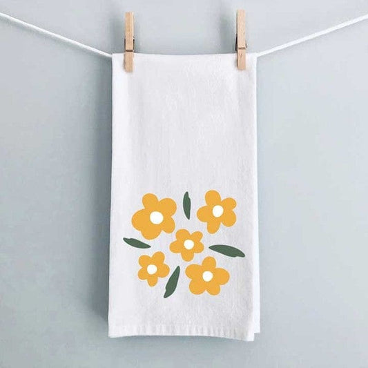 Yellow Daisies Tea Towel - White / 16x26 - Home Goods