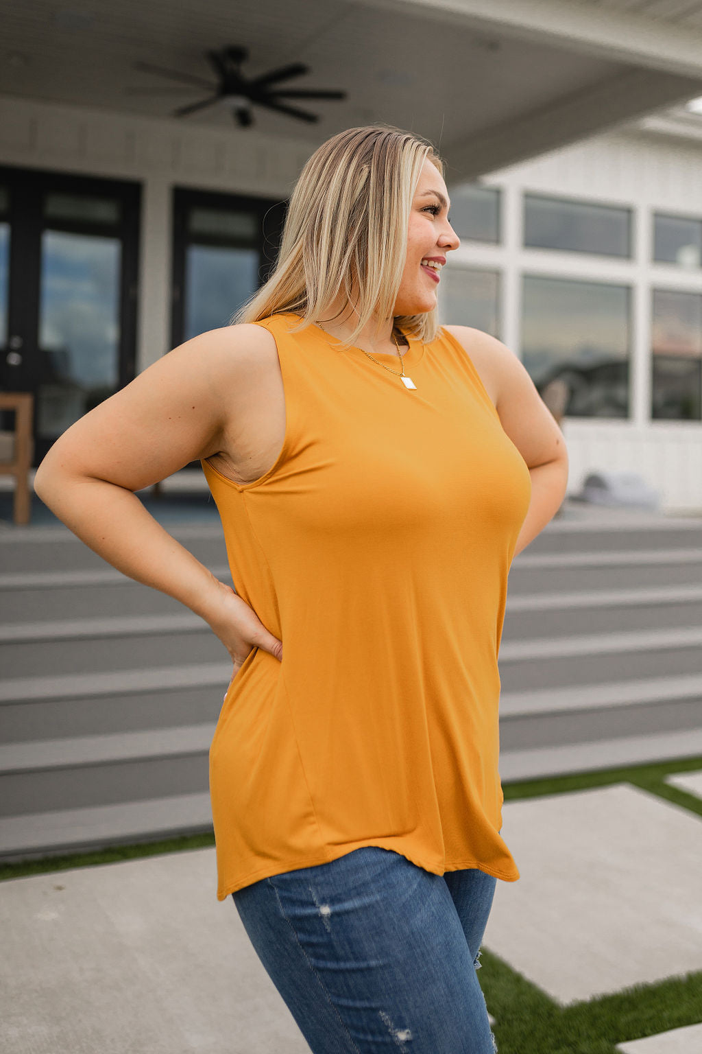 Can't Wait for Spring Hi-Low Sleeveless Top in Mustard