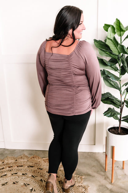 10.9 Stretchy Ruched Square Neck Top In Enchanted