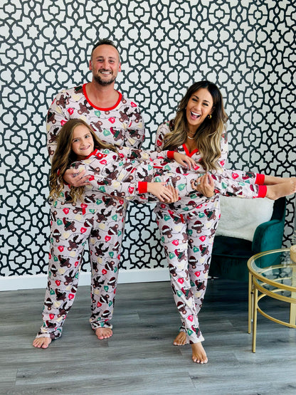 Matching Family Christmas Pajamas in Highland Cow