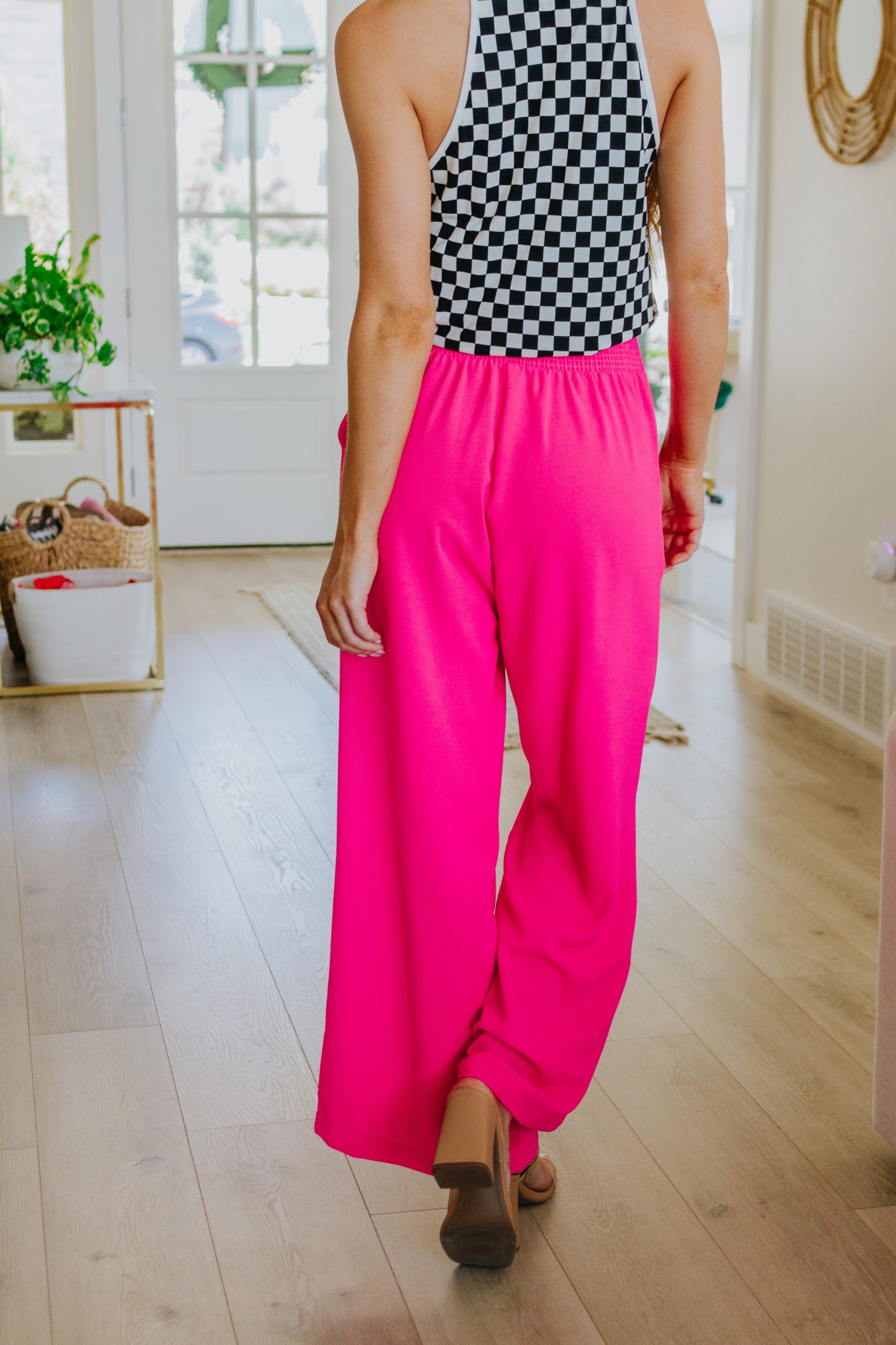 I Love These High Rise Wide Leg Pants in Hot Pink