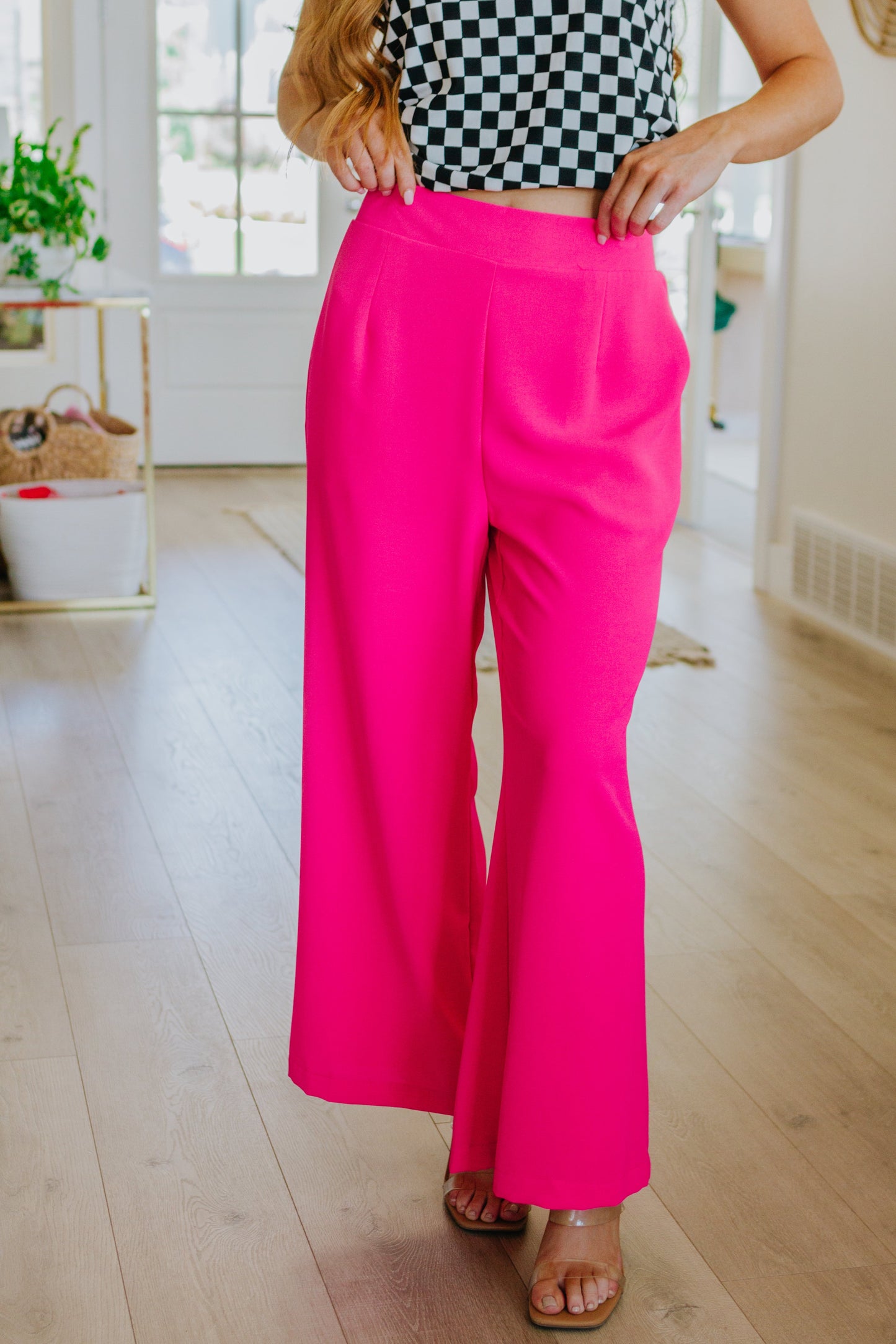 I Love These High Rise Wide Leg Pants in Hot Pink