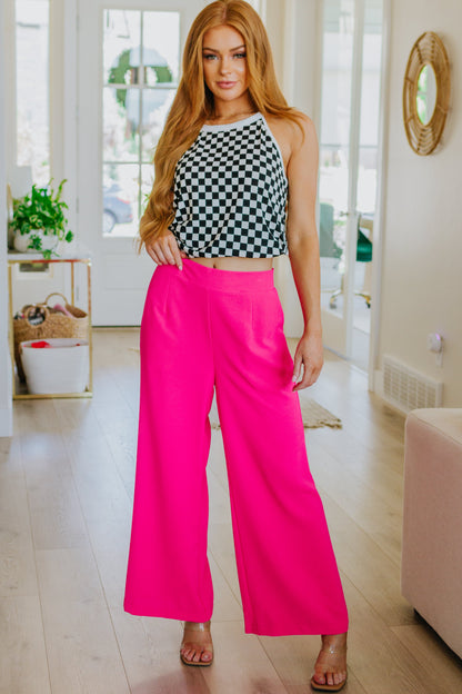 I Love These High Rise Wide Leg Pants in Hot Pink