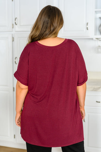 Let The Days Pass By Short Sleeve Top in Burgundy