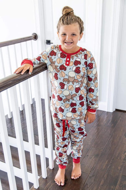 Matching Christmas Pajama Moose with Plaid Heart