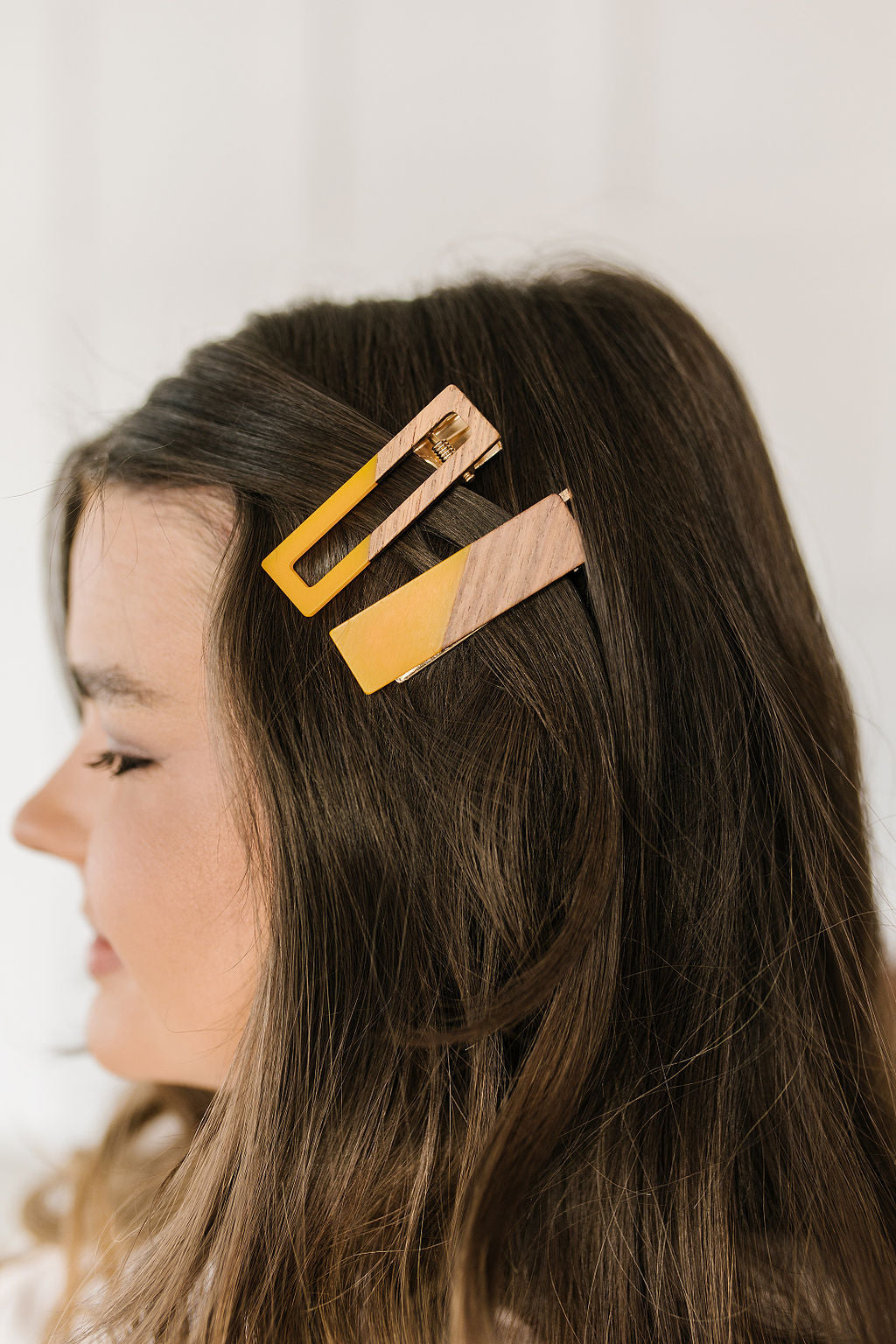 Two Tone Hair Clip Set in Yellow
