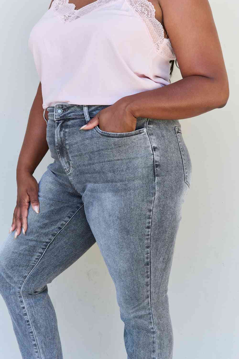 Judy Blue Racquel Full Size High Waisted Stone Wash Slim Fit Jeans