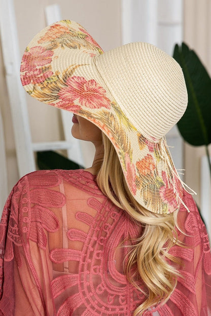Justin Taylor Floral Bow Detail Sunhat - Floral/Rose / One