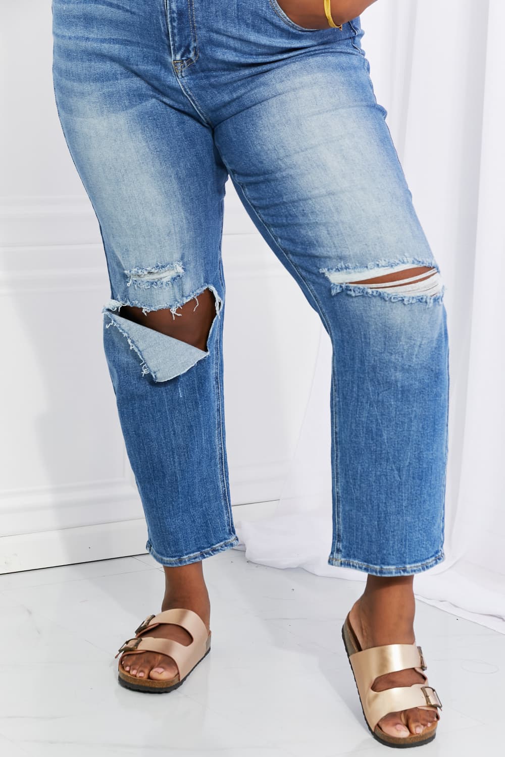 RISEN Full Size Emily High Rise Relaxed Jeans - Jeans