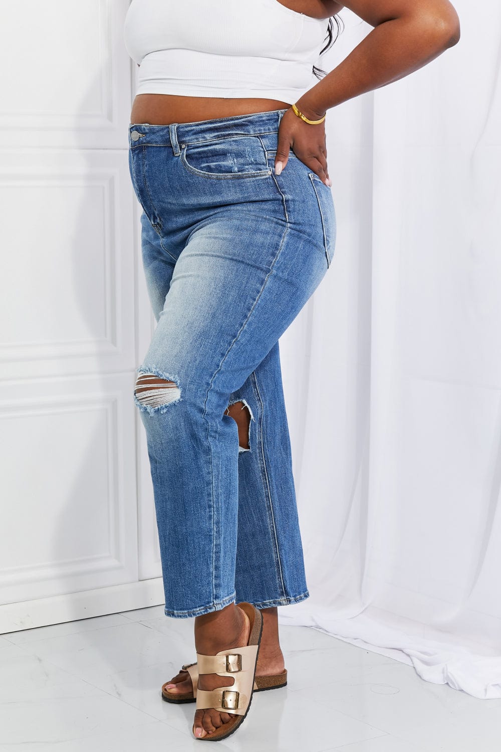 RISEN Full Size Emily High Rise Relaxed Jeans - Jeans